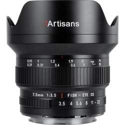 7Artisans DSLR için 7.5mm F3.5 Nikon F Mount MF Lens Siyah