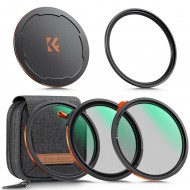 K&F Concept 82mm Manyetik Filtre Kiti CPL + ND2-32 + Black Mist 1/4 Filtre + Adaptör ve Kapağı, 28 Katmanlı HD Optik Cam - Nano-X Serisi 