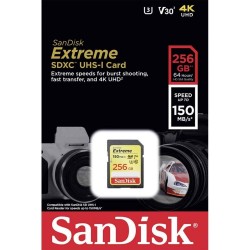 Sandisk 256 GB Extreme SDXC Class 10 Kart 150 mb/s
