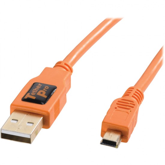 Tether Tools CU5407 TetherPro USB 2.0 A Male to Mini-B 5 Pin (Orange)