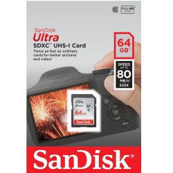 Sandisk 64 GB Ultra Class 10 SDXC Kart 533x 80 mb/s