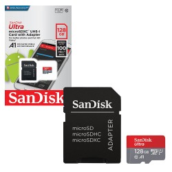 Sandisk 128 GB microSDXC C10 A1 U1 667x 100 mb/s + Adaptör