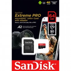 Sandisk 64 GB Extreme Pro microSDXC Class 10 Kart 170 mb/s + Adaptör