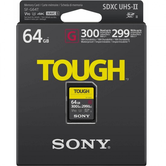 Sony 64GB SF-G Tough Series UHS-II U3 V90 4K SDXC Hafıza Kartı (SF-G64T)