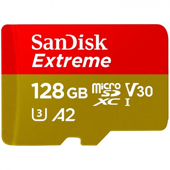 Sandisk 128 GB Extreme MicroSDXC UHS-1 U3 A2 V30 160MB/s SDSQXA1-128G-GN6MA