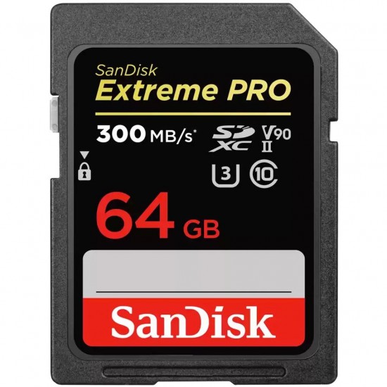 Sandisk 64 GB Extreme Pro SDXC V90 C10 UHS-II U3 2000x 300 mb/s SDSDXDK-064G-GN4IN