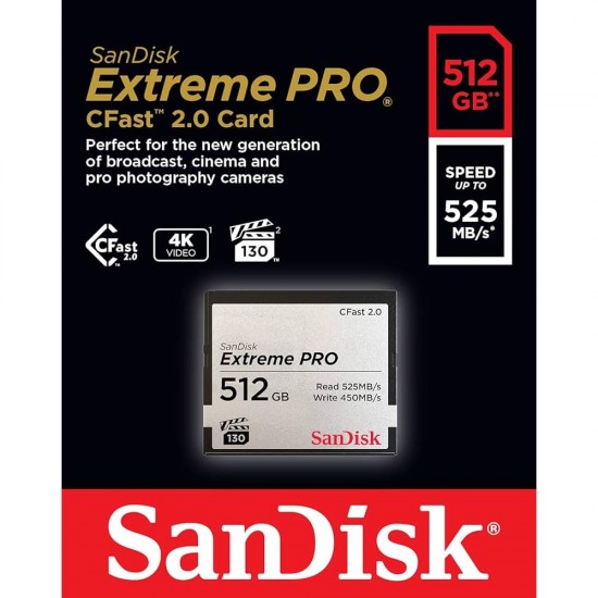 Sandisk 512GB Extreme PRO CFast 2.0 Memory Card 