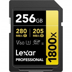 Lexar 256 GB Professional 1800x V60 UHS-II SDXC GOLD Series Memory Card 