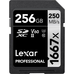 Lexar 256 GB Professional 1667x V60 UHS-II SDXC Memory Card