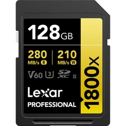 Lexar 128 GB Professional 1800x V60 UHS-II SDXC GOLD Series Memory Card 