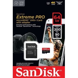 Sandisk 64 GB Extreme Pro microSDXC Class 10 Kart 200 mb/s + Adaptör
