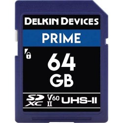 Delkin Devices 64GB Prime UHS-II V60 SDXC Memory Card 300 mb/s
